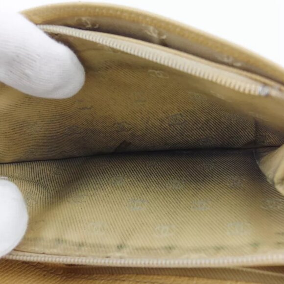 CHANEL wallet here button beige leather Authentic used L3185 - Picture 7 of 9